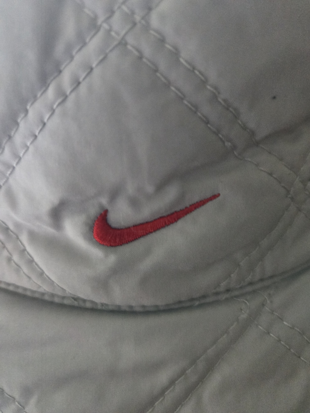 Nike Light Gray Quilted Hat with Red Swoosh